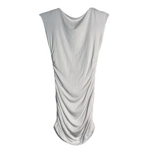 White Fox Double-Ruched Open‑Back High‑Neck Mini Dress – XS